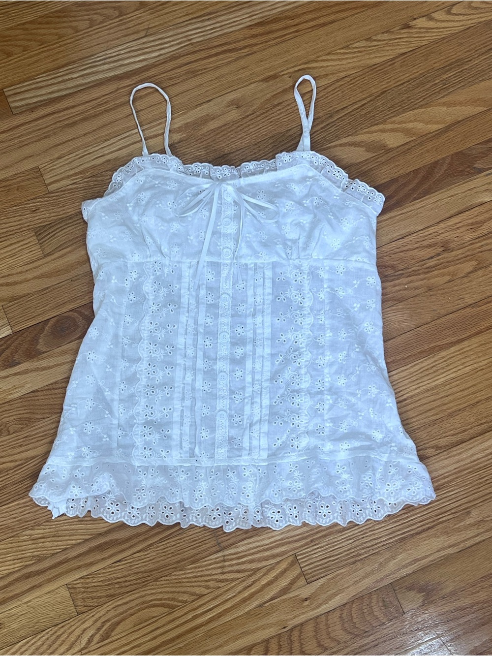 White Eyelet Lace Camisole Top